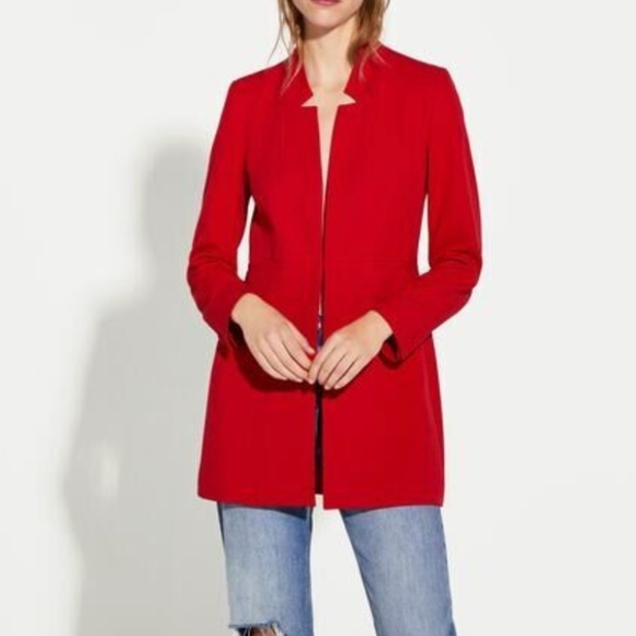 Zara Jackets & Coats Zara Inverted Lapel Crepe Jacket In Size